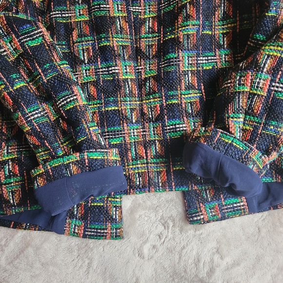 Zara textured weave jacket multicolor/green sz M NWOT - Picture 9 of 11